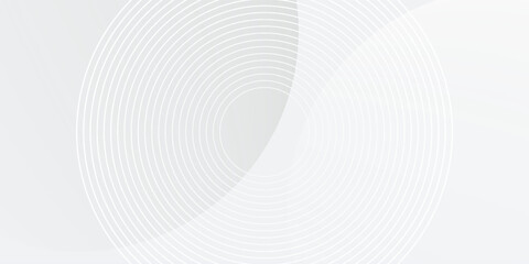 Fototapeta premium White geometric abstract background overlap layer on bright space with lines effect decoration. Modern graphic design element circles style concept for banner, modern vector arts