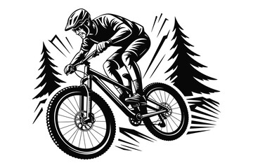 Naklejka premium Extreme Mountain Biking Vector Art, Dynamic Outdoor Sports Design