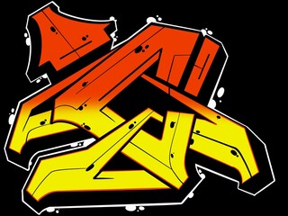 graffiti c, illustration of alphabet c with cool wildstyle graffiti pattern with bright colors