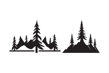 Obraz premium Mountain Pine Tree Silhouette Scenes