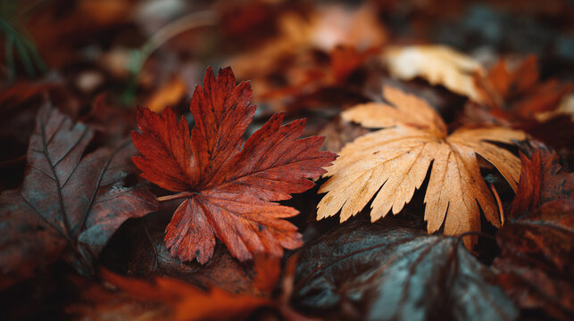 Abstract background auntumn fall leave emerge vibrant contrast, blend gradient texture pattern.