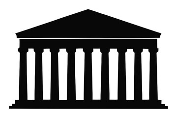 Fototapeta premium Ancient Greek Temple Silhouette Icon Isolated on White Background 
