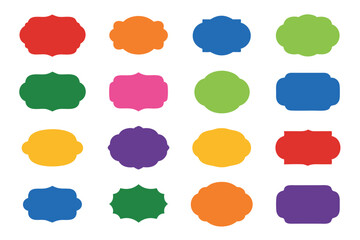 Colorful Frame Collection Sixteen Assorted Shapes in Red, Orange, Blue, Green, Yellow, and Purple