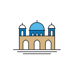 a coastal mosque built on water with arched pillar