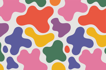 Colorful Retro Blob Pattern Background Abstract Seamless Design with Pink, Green, Yellow, Orange, Purple