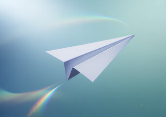 Paper airplane soaring through a dreamy pastel sky generative ai
