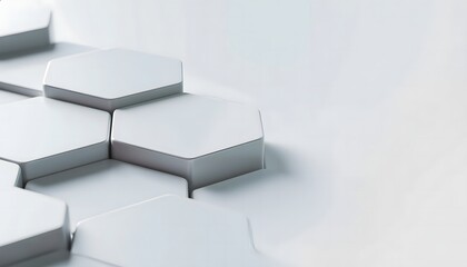 Seamless looping background with elegant glossy white hexagon pattern, soft reflections, minimal clean design.