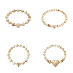 Obraz premium Elegant beaded bracelets with heart charms in soft neutral colors