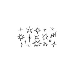 A set of light, star and flame icon illustrations 