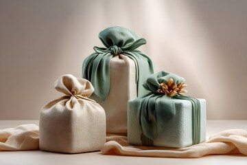 designer wrapping product samples in fabric packaging