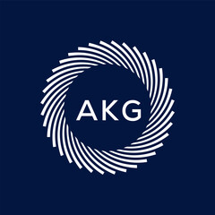 AKG letter logo design with black background in illustrator, vector logo modern alphabet font overlap style. calligraphy designs for logo, Poster, Invitation, etc.