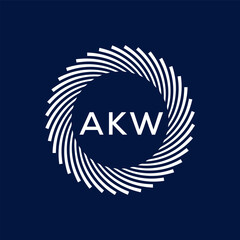 AKW letter logo design with black background in illustrator, vector logo modern alphabet font overlap style. calligraphy designs for logo, Poster, Invitation, etc.