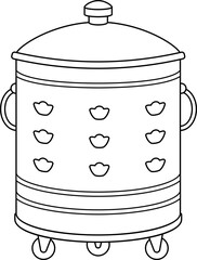 Traditional Incinerator Bin for Ancestor Worship outline.
Chinese Joss Paper Burning Bin coloring page.
Joss Paper Burner Vector isolated.
Chinese Festival.
Transparent background. SVG file.