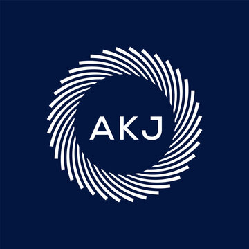 AKJ letter logo design with black background in illustrator, vector logo modern alphabet font overlap style. calligraphy designs for logo, Poster, Invitation, etc.