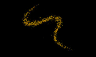Radiant Glitter Trail – Curved Golden Line on Dark Background

