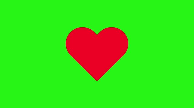 Heart icon animation in 4K with green screen background