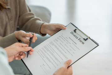 Divorce. Wife pass on Divorce form for husband. Couples desperate and disappointed after marriage....