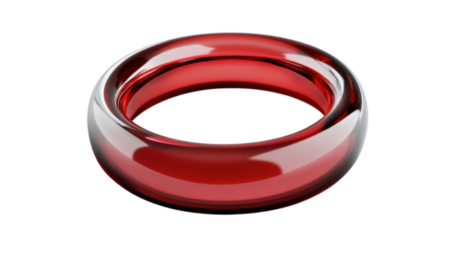 Bold Red Circle Shape Graphic Isolated on White Background
