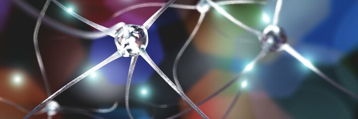 neuron, neuron transmits a signal, nerve node, neural network, 3D rendering