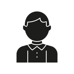 Male Avatar Solid Icon. User Profile, Personal Account, And Identification Silhouette Symbol. Representing Individual Identity In Digital Platforms. Isolated Vector Illustration