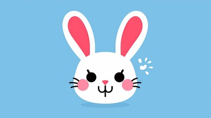 Simple drawing of a happy rabbit's face. Just the outline, in a flat, modern style.
