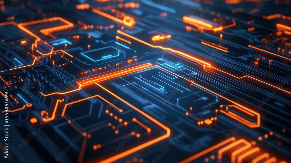 Aufkleber abstract circuit board, futuristic technology, intricate lines, glowing patterns. possible use stock
