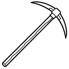 Pickaxe Icon in Line Art Style
