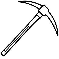 Pickaxe Icon in Line Art Style