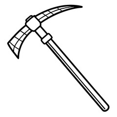 Pickaxe Icon in Line Art Style