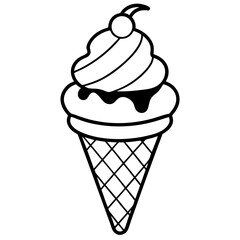 Chill Lines Minimalist Ice Cream Cone Vector
