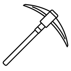 Pickaxe Icon in Line Art Style