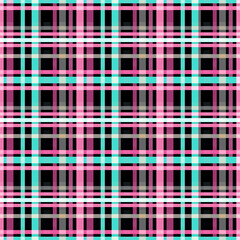 Pink and Teal Preppy Plaid Fabric Pattern Seamless Repeat