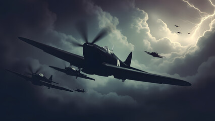 Dark Fighter Squadron Storm Clouds isolated on a transparent background