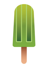 Green Popsicle icon isolated on white background. Ice cream on a wooden stick, a delicious green ice treat with matcha, kiwi or green apple flavor. Summer and holiday symbol,Vector illustration EPS 10
