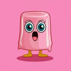 Fototapeta premium Surprised Pink Jelly Character in Pixel Art Style