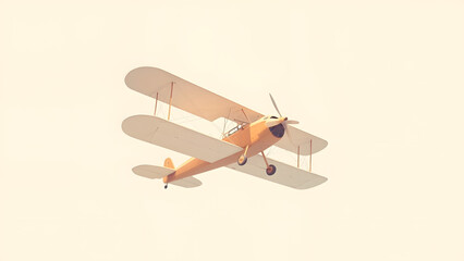 Vintage Biplane in Flight Illustration isolated on a transparent background