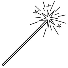 Elegant Sparkler Stick – Thin Line Vector Design