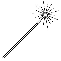 Elegant Sparkler Stick – Thin Line Vector Design
