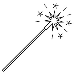 Elegant Sparkler Stick &ndash; Thin Line Vector Design