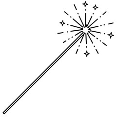 Elegant Sparkler Stick – Thin Line Vector Design