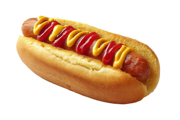 [Transparent Background PNG]Delicious Hot Dog with Ketchup and Mustard