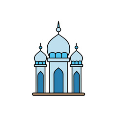 a stylized glass mosque with transparent domes and