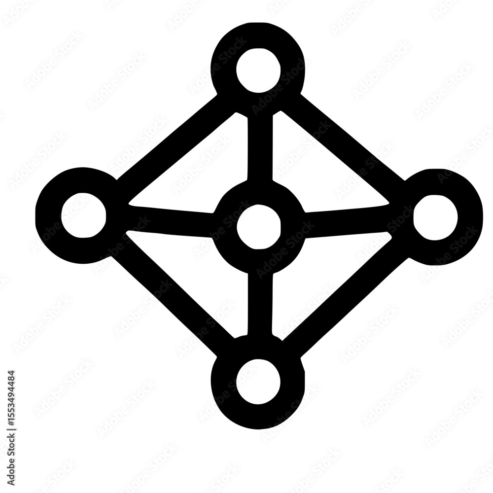 Poster simple line icon diamond with dots shape, black and white design element