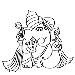 Line art lord Ganesha- Ganapathi design, Indian wedding card design, Ganesh chaturthi