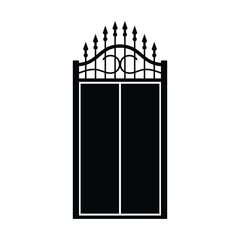 Arched iron gate vector icon and symbol design