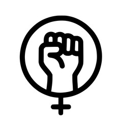 Simple Line Art Feminism Symbol with Raised Fist Empowerment Icon