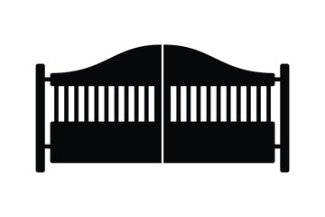 Iron gate black vector icon and symbol design