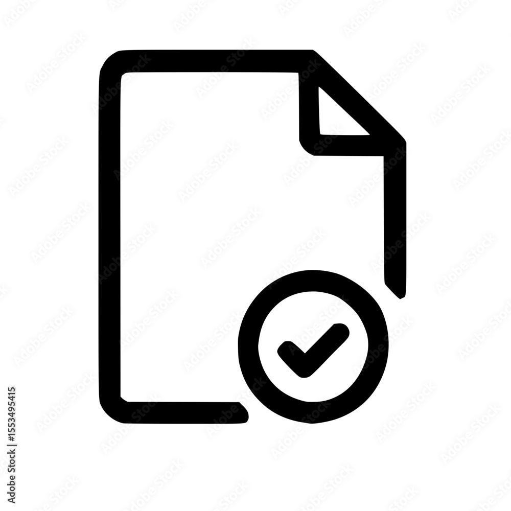 Poster simple outline checked file document with tick mark icon design
