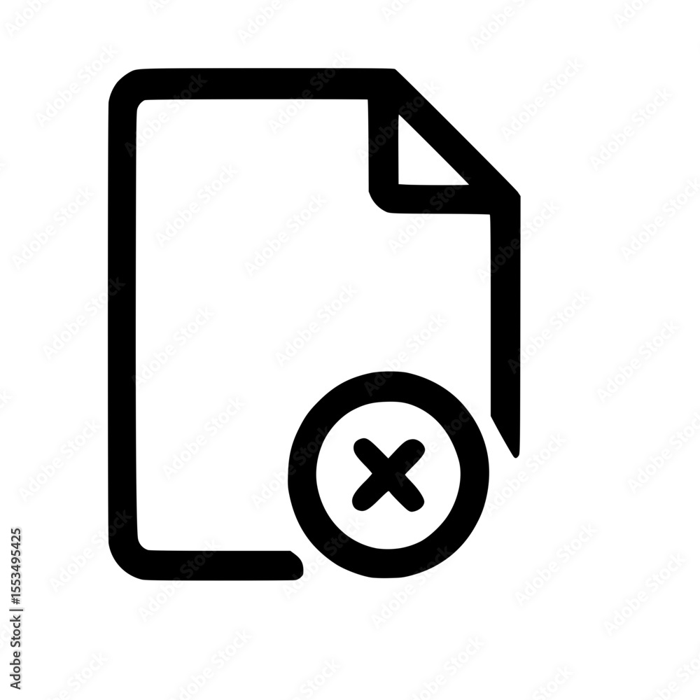 Poster simple line document with cross sign symbol icon for delete file