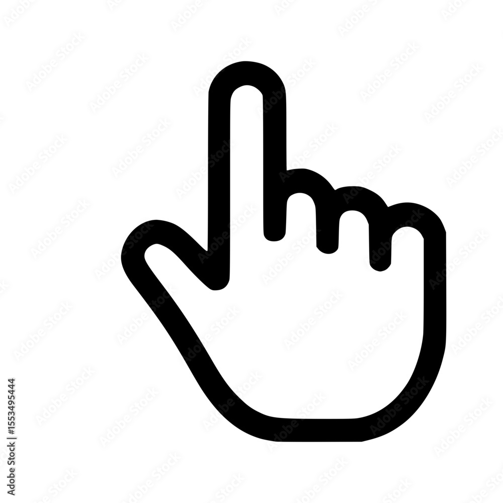Poster simple black outline hand pointer cursor click selection interface icon